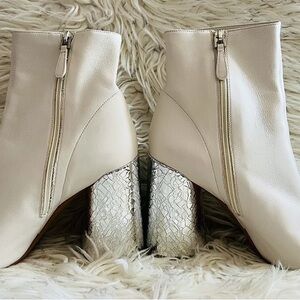 Emporio Armani White Ankle Boots with Silver Heels